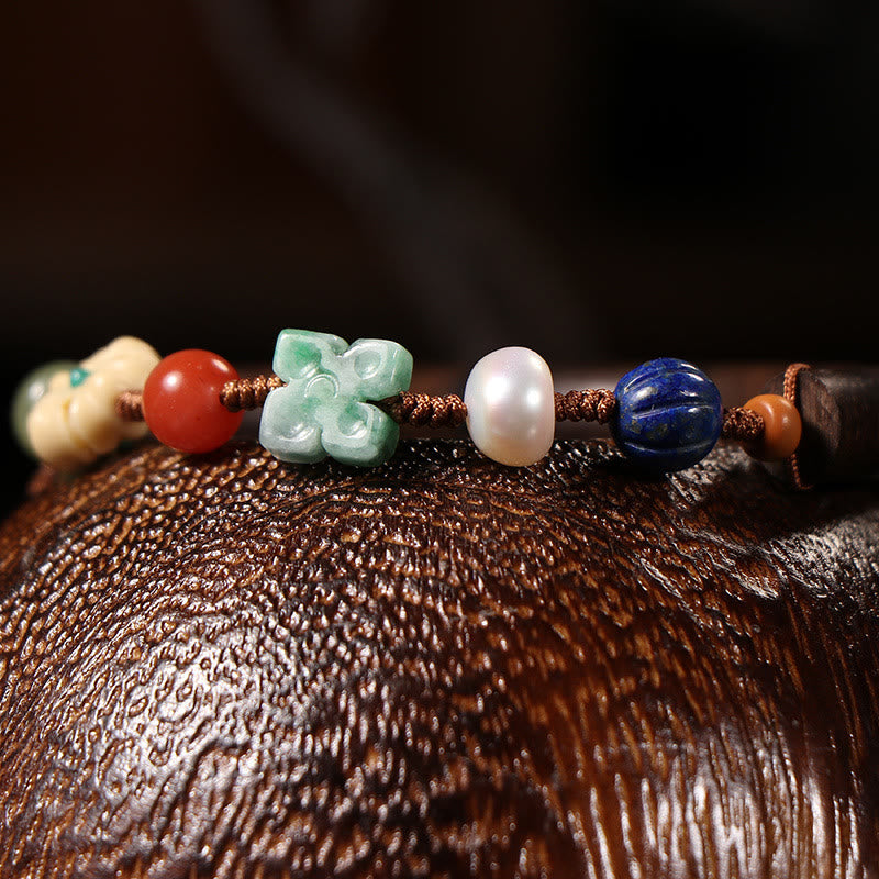 Agarwood Balance & Luck Bracelet with Lazurite and Hetian Jade