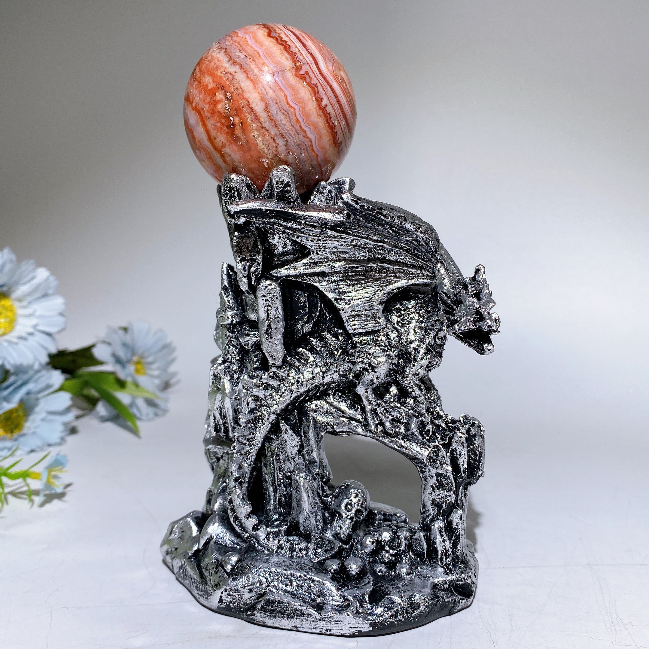 13cm Resin Dragon Stand for Chinese Crystal Spheres