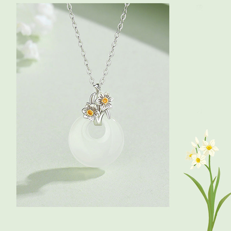 925 Sterling Silver Chalcedony Harmony Pendant Necklace