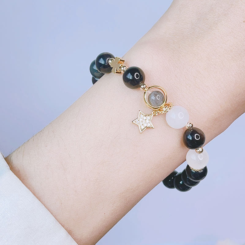 Silver Sheen Obsidian Love Heart Protection Bracelet