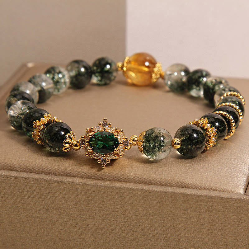 Bracelet de confiance fantôme vert et cristal vert 14-16 cm
