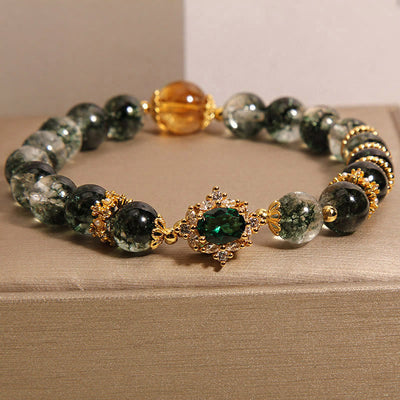Bracelet de confiance fantôme vert et cristal vert 14-16 cm