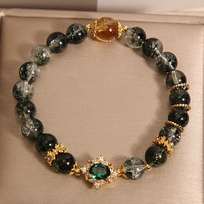 Bracelet de confiance fantôme vert et cristal vert 14-16 cm