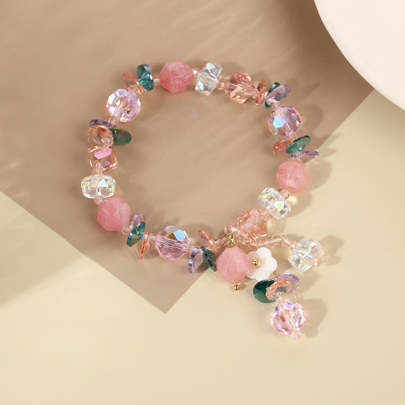 Bracelet de guérison en cristal rose vert blanc 14-16 cm