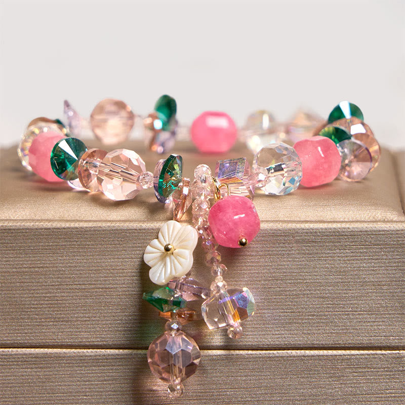 Bracelet de guérison en cristal rose vert blanc 14-16 cm