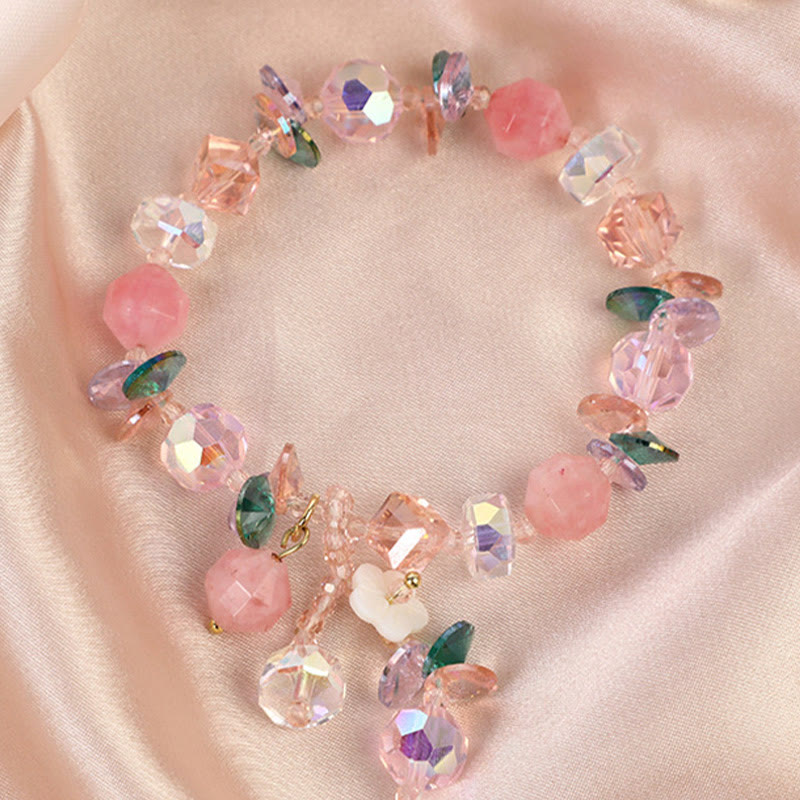 Bracelet de guérison en cristal rose vert blanc 14-16 cm