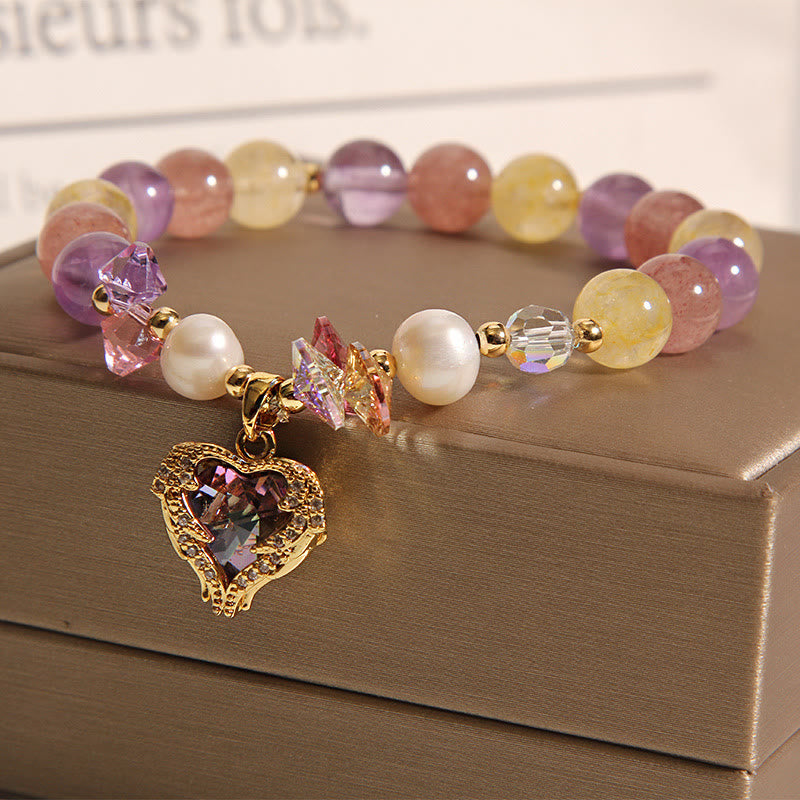 Bracelet Calme en Œil de Tigre Rouge et Améthyste 14-16 cm