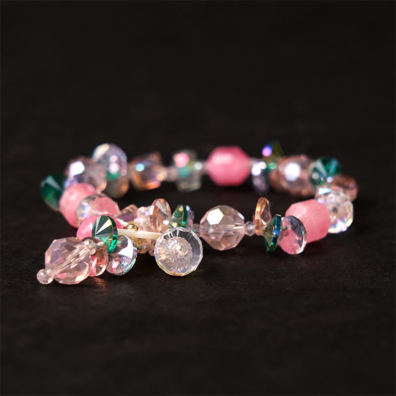 Bracelet de guérison en cristal de quartz rose 14-16 cm pour l'amour de soi