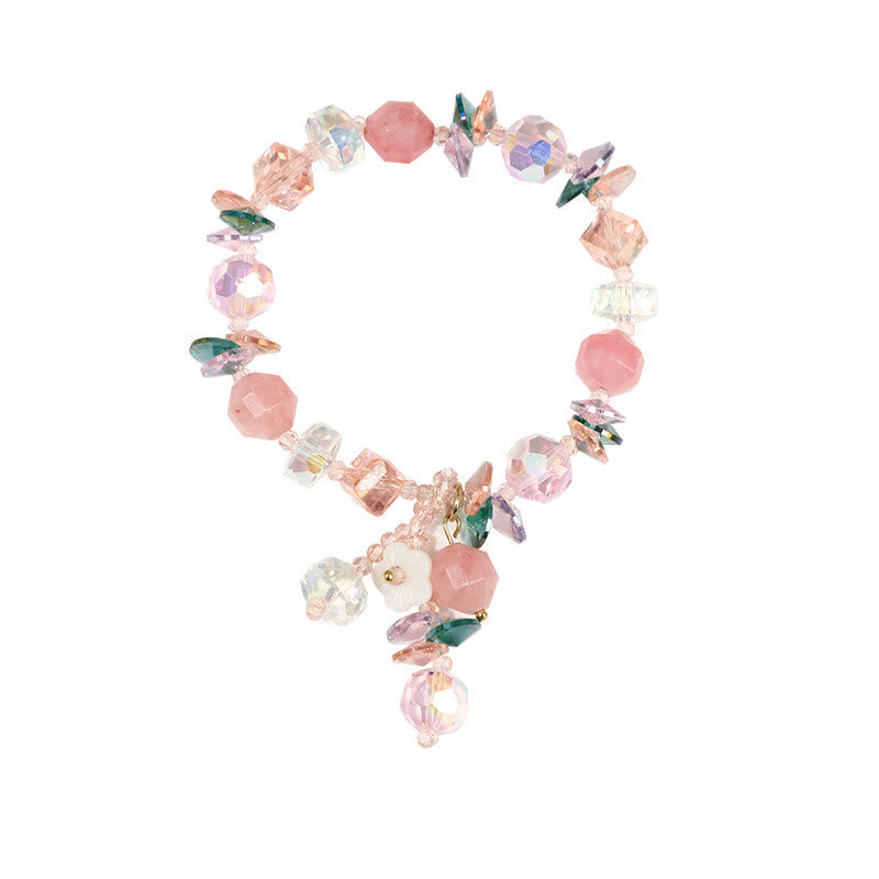 Bracelet de guérison en cristal de quartz rose 14-16 cm pour l'amour de soi