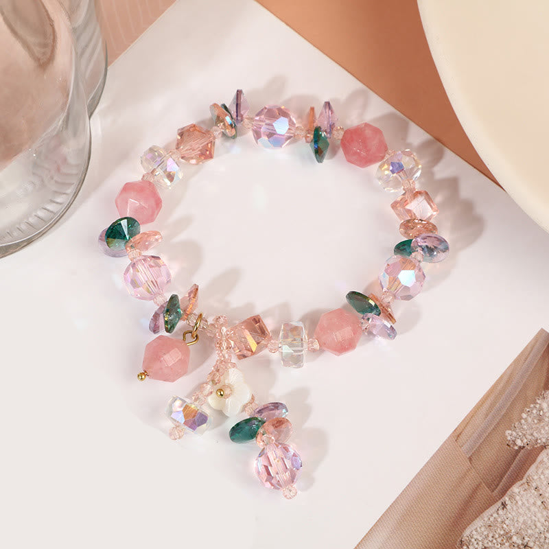 Bracelet de guérison en cristal de quartz rose 14-16 cm pour l'amour de soi