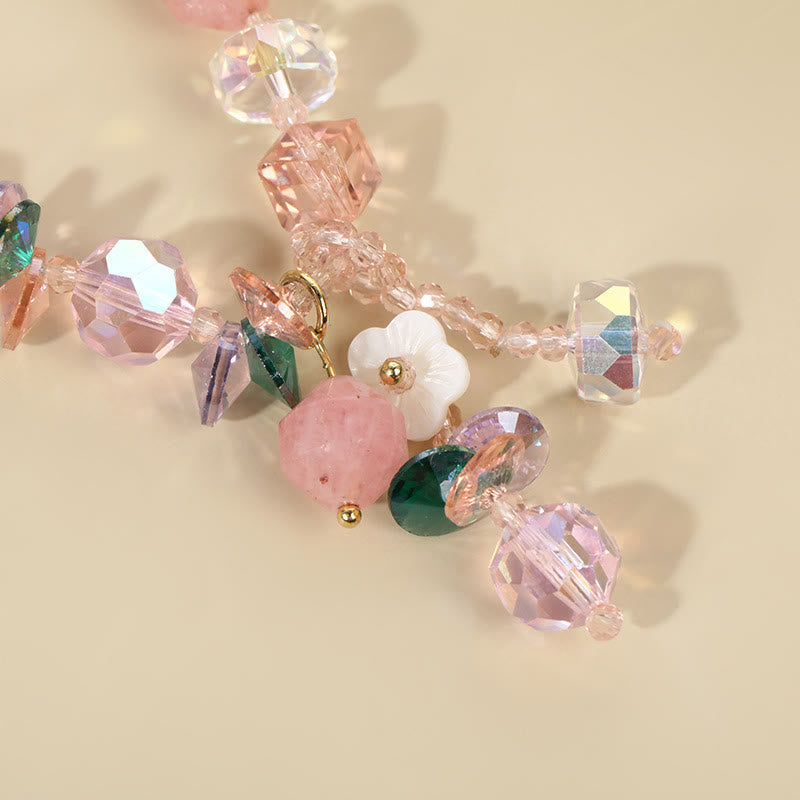 Bracelet de guérison en cristal de quartz rose 14-16 cm pour l'amour de soi