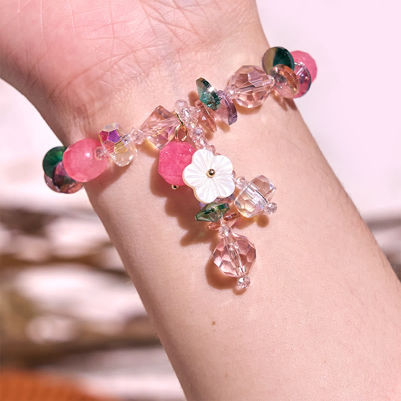 Bracelet de guérison en cristal de quartz rose 14-16 cm pour l'amour de soi