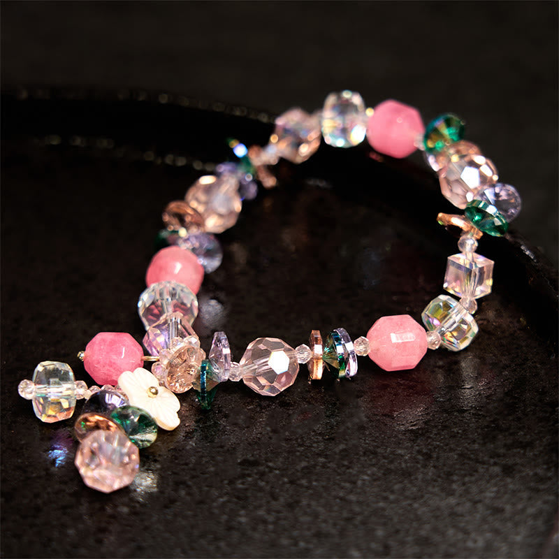 Bracelet de guérison en cristal de quartz rose 14-16 cm pour l'amour de soi
