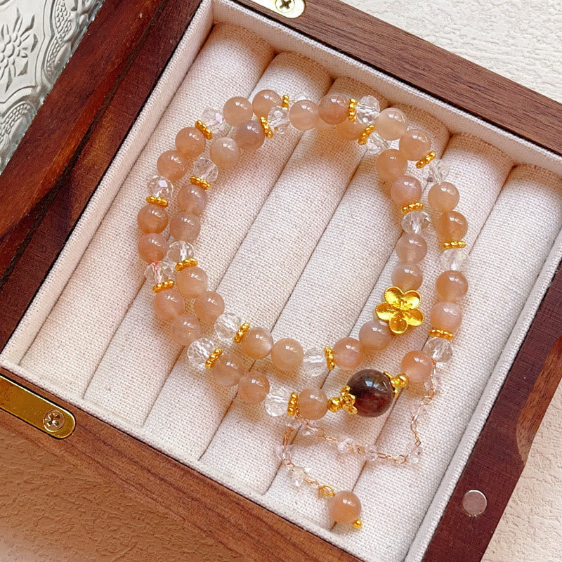 Bracelet spirituel double tour en cristal de pierre de soleil de 14 à 16 cm
