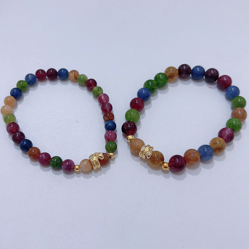 Bracelet spirituel en cuivre plaqué or tourmaline 14-16 cm