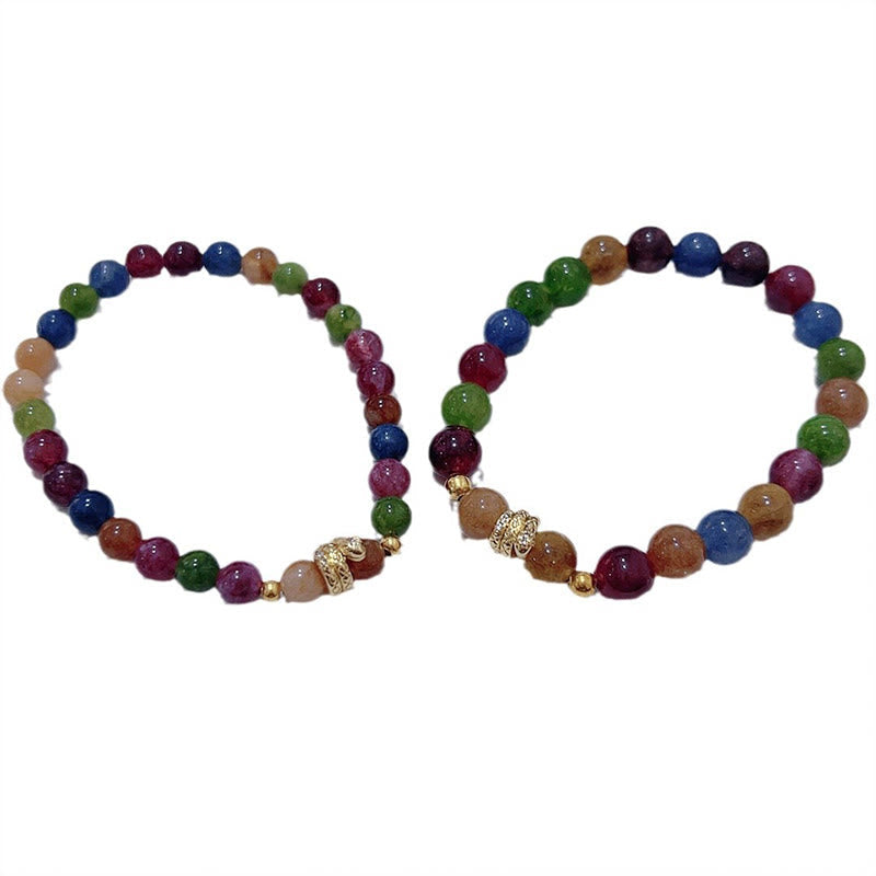 Bracelet spirituel en cuivre plaqué or tourmaline 14-16 cm