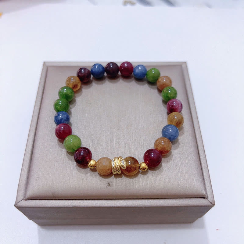 Bracelet spirituel en cuivre plaqué or tourmaline 14-16 cm