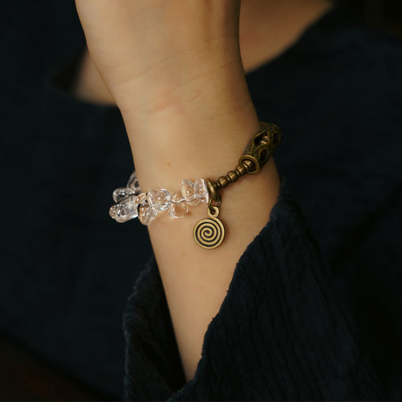 Bracelet en cuivre cristal blanc de 14 à 17,5 cm pour la méditation