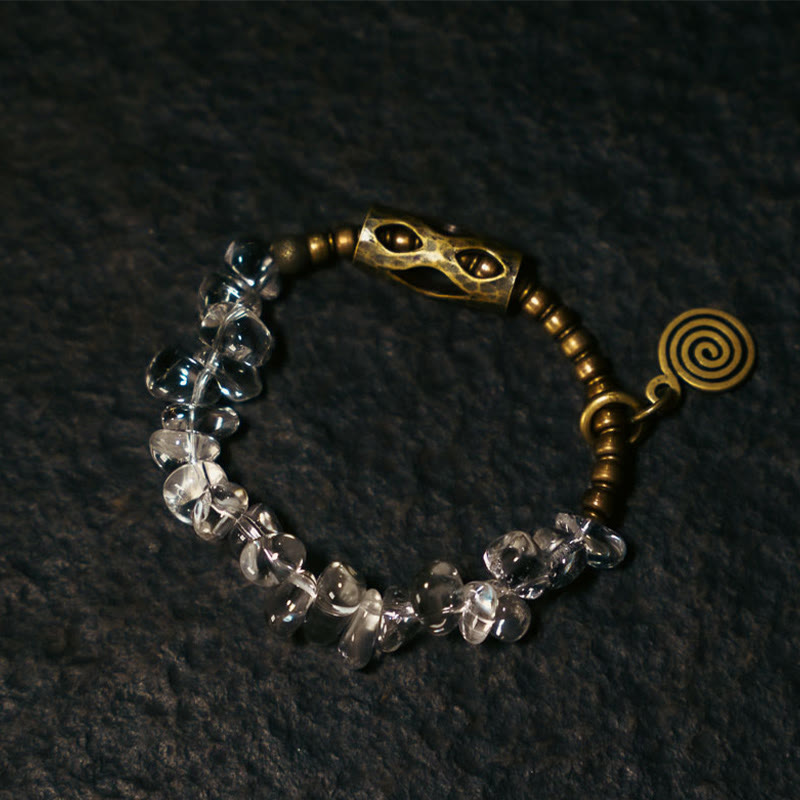 Bracelet en cuivre cristal blanc de 14 à 17,5 cm pour la méditation