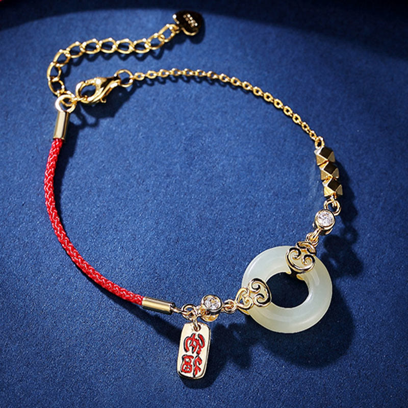 Bracelet, collier et boucles d'oreilles en jade Hetian de 14 à 17 cm