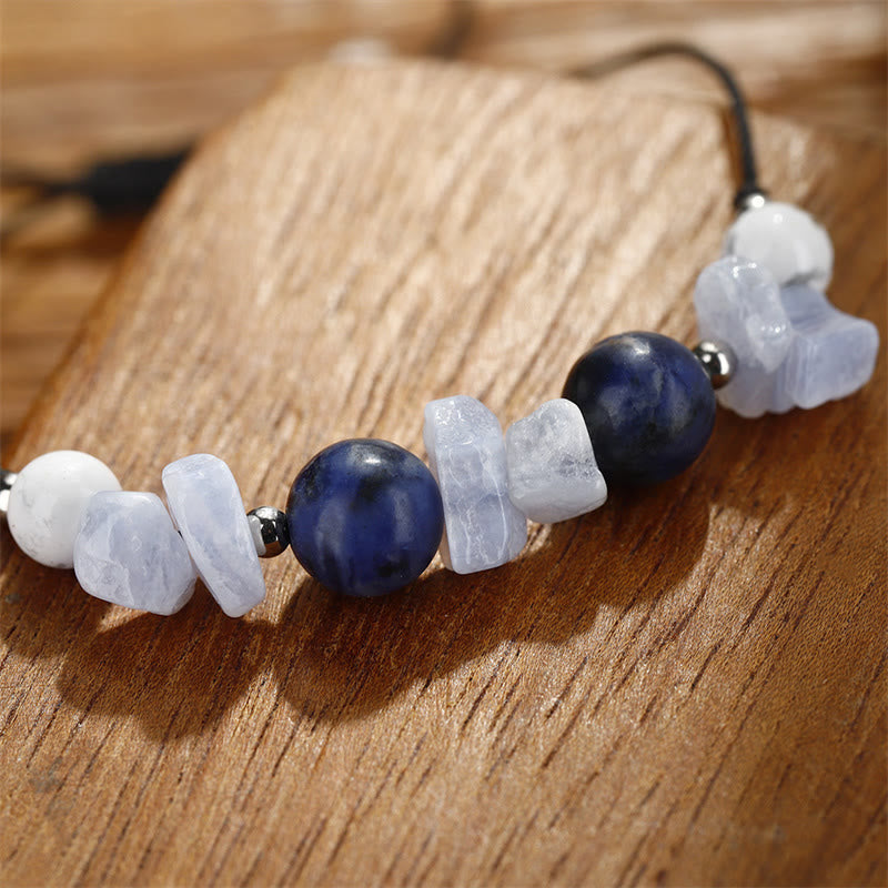 Bracelet Lotus en agate violette 14-24 cm pour la protection et la confiance