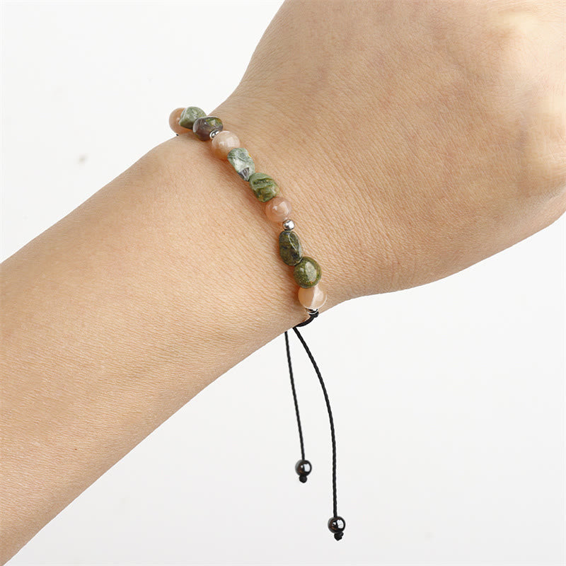 Bracelet d'énergie positive en pierre de soleil rhyolite 14-24 cm