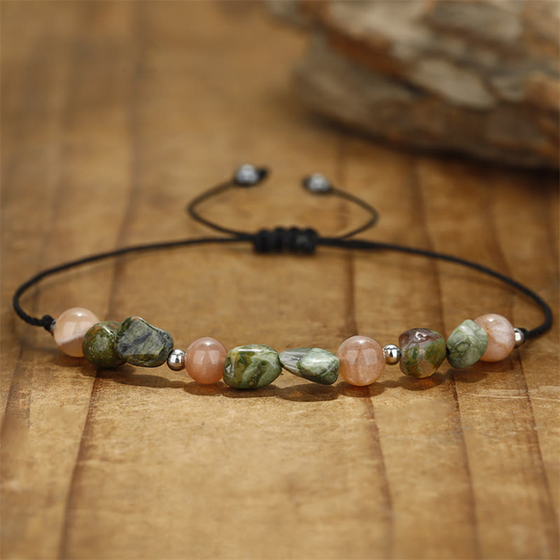 Bracelet d'énergie positive en pierre de soleil rhyolite 14-24 cm