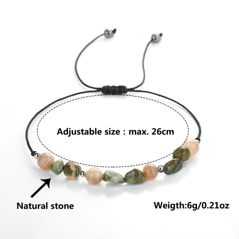 Bracelet d'énergie positive en pierre de soleil rhyolite 14-24 cm