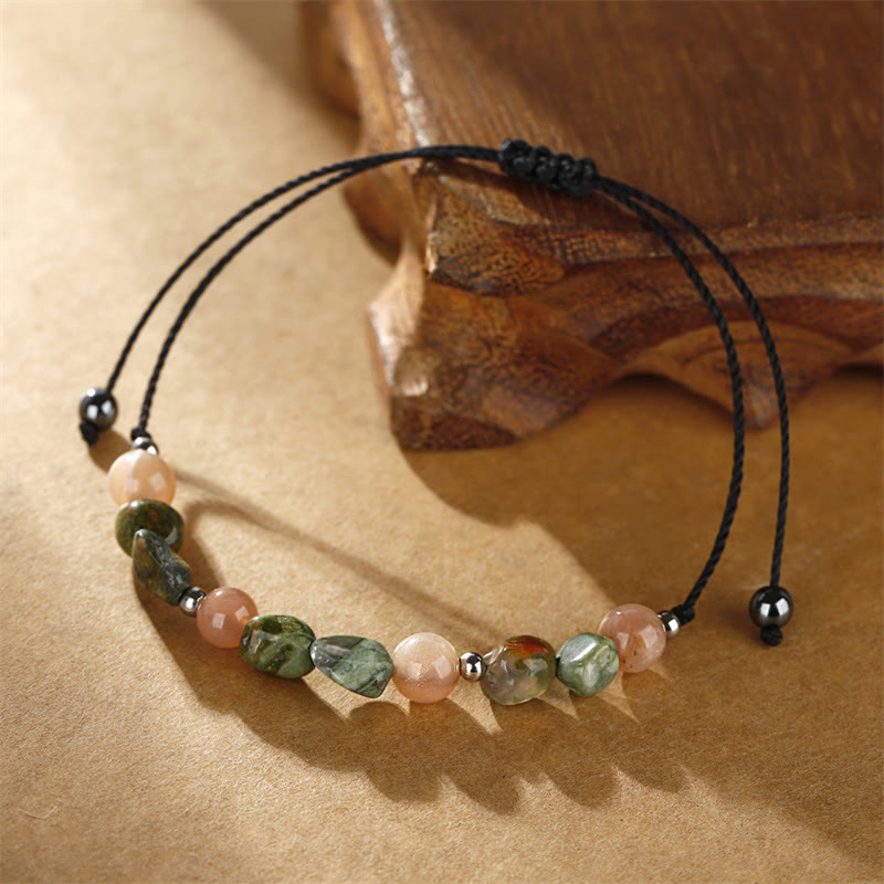 Bracelet d'énergie positive en pierre de soleil rhyolite 14-24 cm