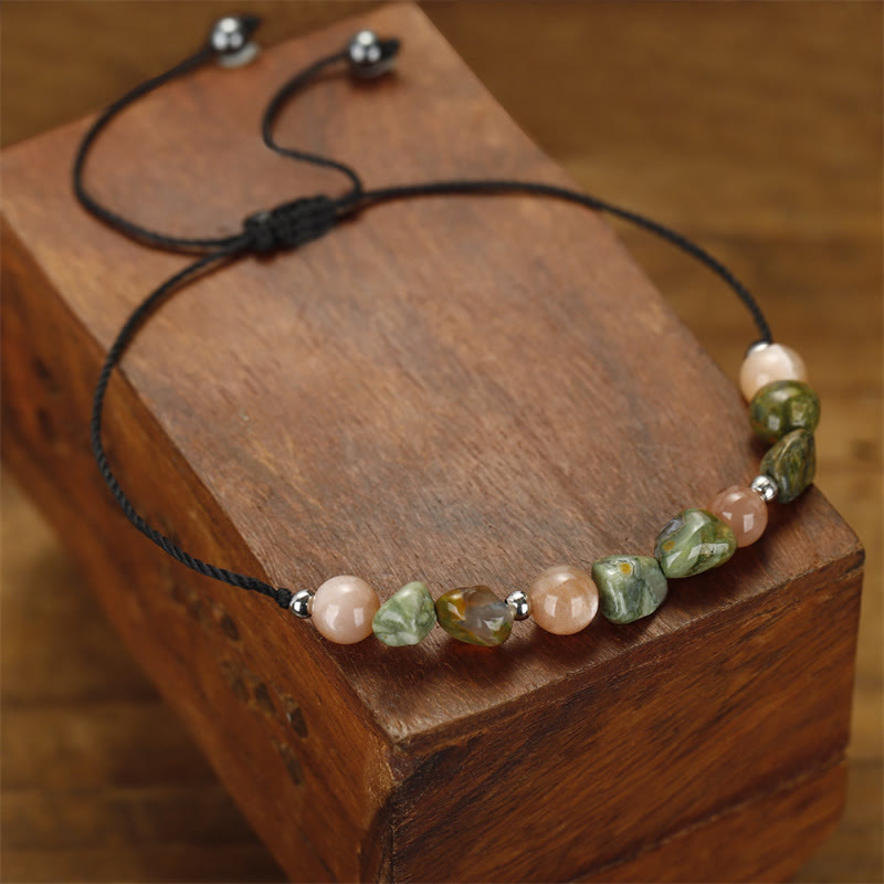 Bracelet d'énergie positive en pierre de soleil rhyolite 14-24 cm