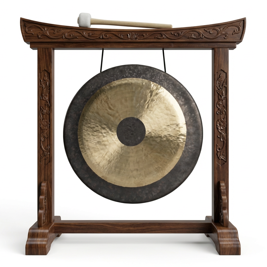 Gong Chau 14" sur support de gong incurvé en palissandre avec maillet 