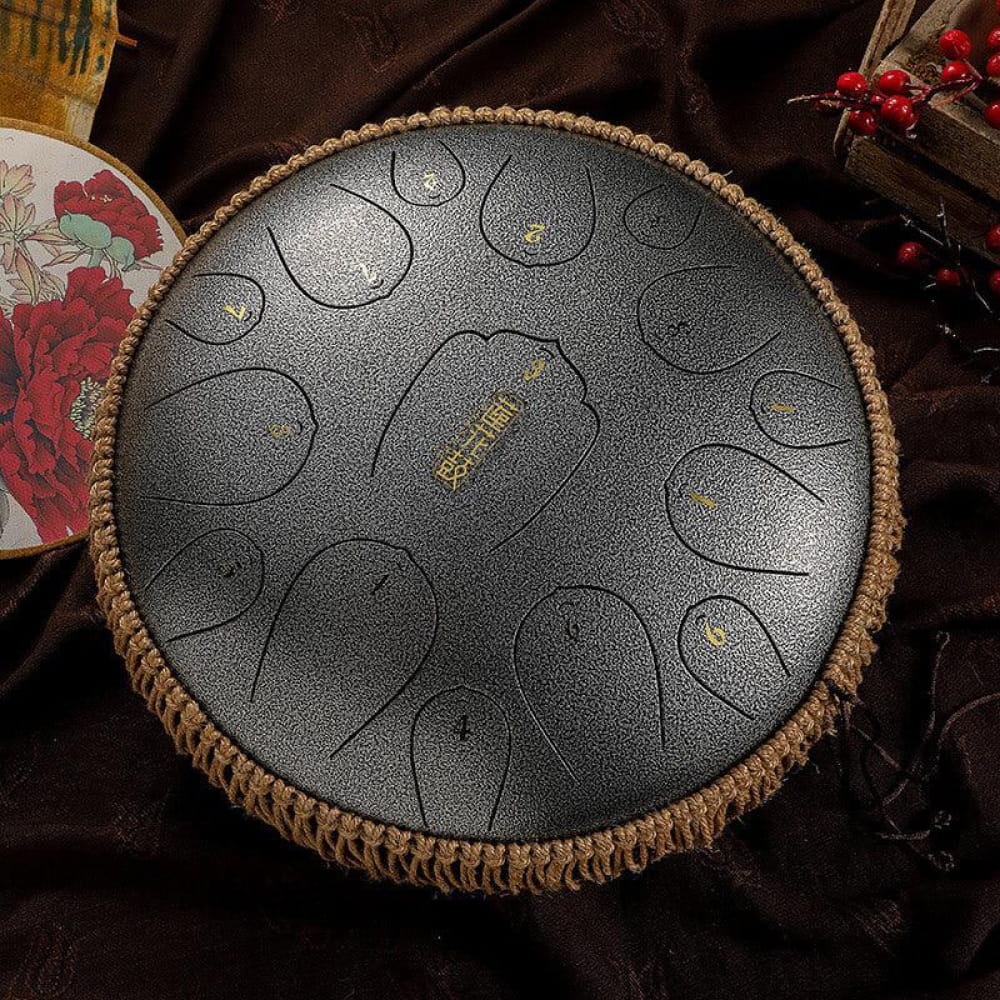 14-Inch Carbon Steel Tongue Drum 15-Note D Key Instrument - Steel Tongue Drum - On sale