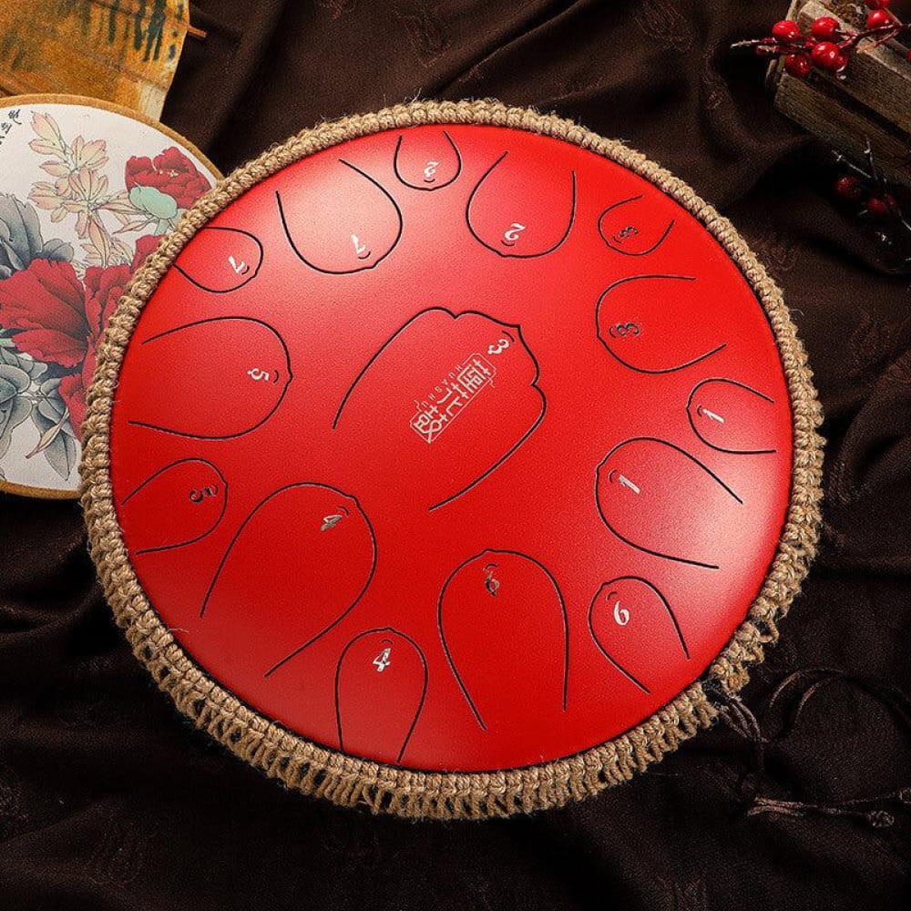 14-Inch Carbon Steel Tongue Drum 15-Note D Key Instrument - Steel Tongue Drum - On sale