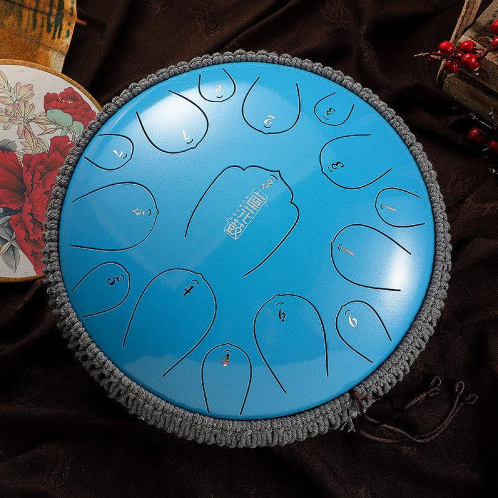 14-Inch Carbon Steel Tongue Drum 15-Note D Key Instrument - Steel Tongue Drum - On sale