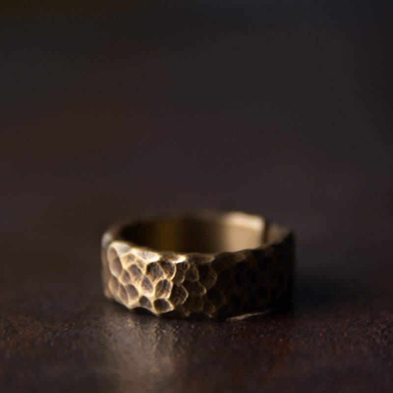 Adjustable Copper Tibetan Luck Ring for Positive Energy
