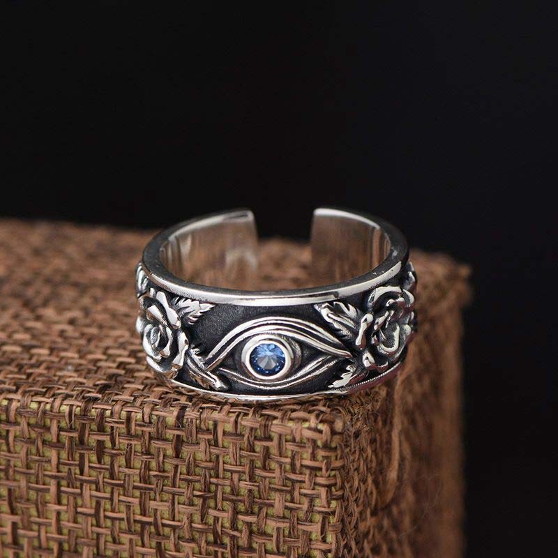 Adjustable Copper Eye of Horus Healing Protection Ring