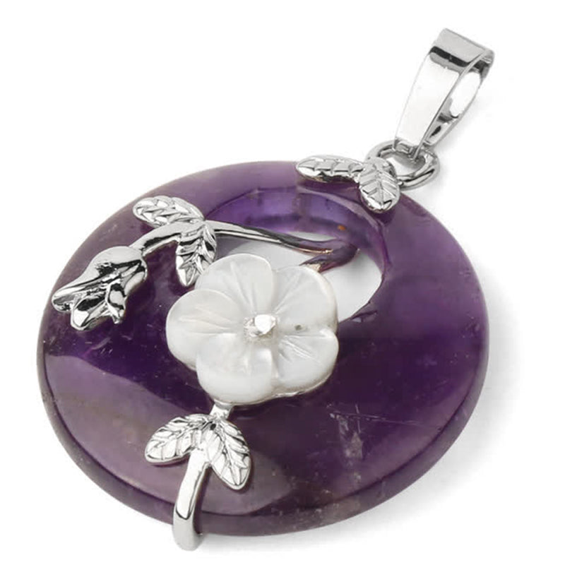 Collier de guérison en aventurine verte et améthyste avec divers cristaux