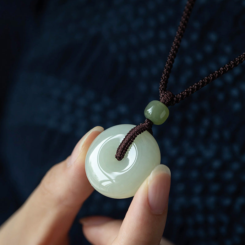 Natural Round Jade Necklace for Prosperity and Luck