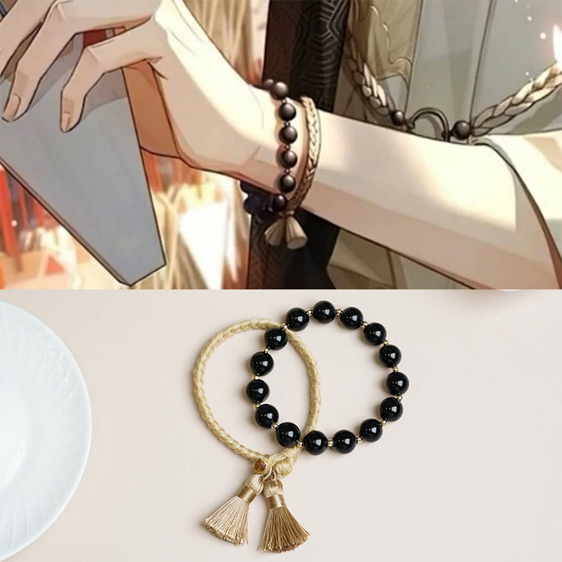 Bracelet de soutien en onyx noir 14 cm | Protection et force