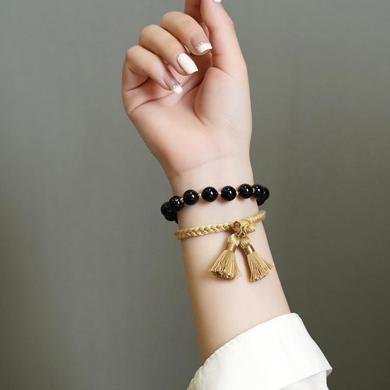 Bracelet de soutien en onyx noir 14 cm | Protection et force