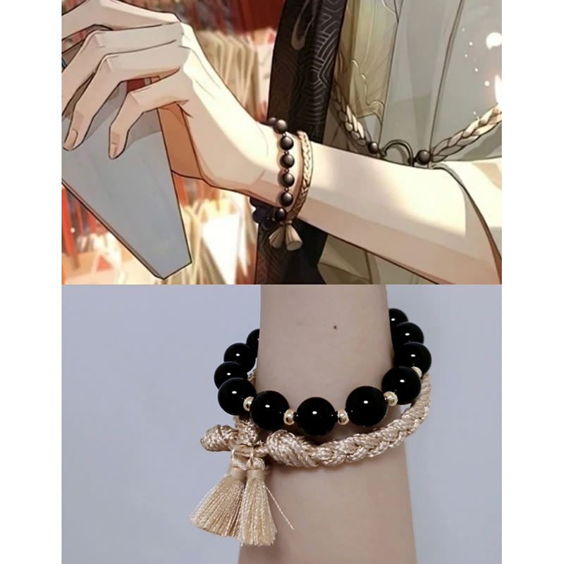 Bracelet de soutien en onyx noir 14 cm | Protection et force