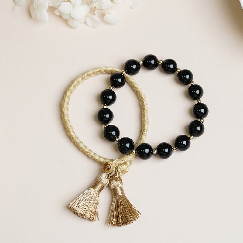 Bracelet de soutien en onyx noir 14 cm | Protection et force
