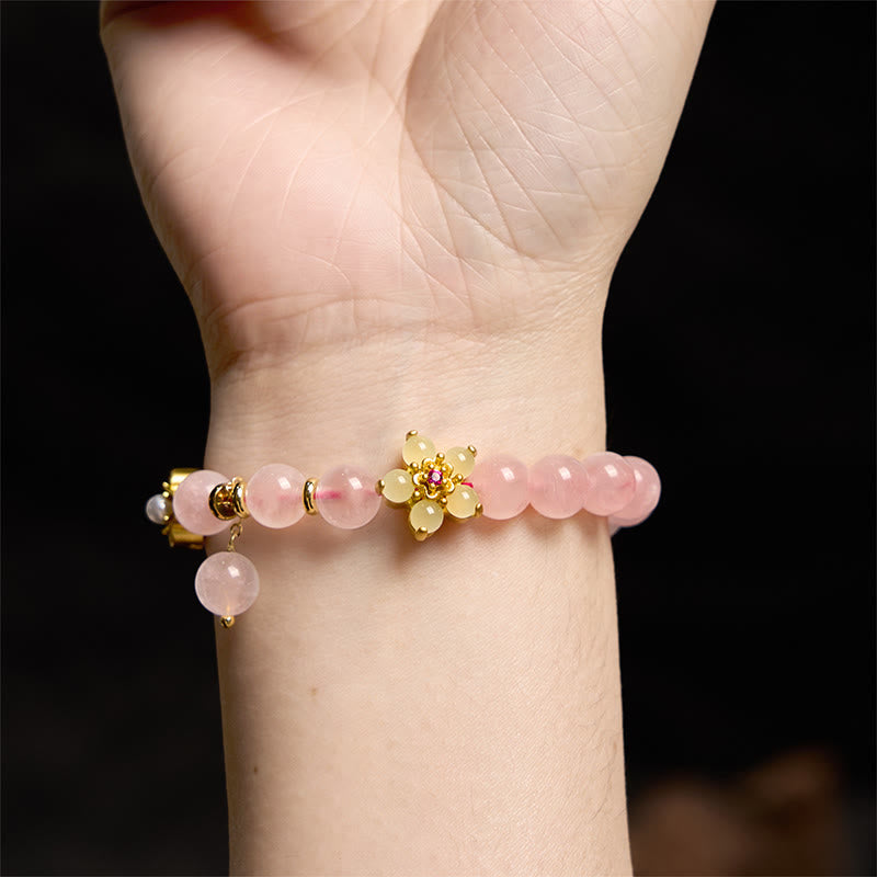 Bracelet de chaleur en cristal rose et citrine de 14 cm
