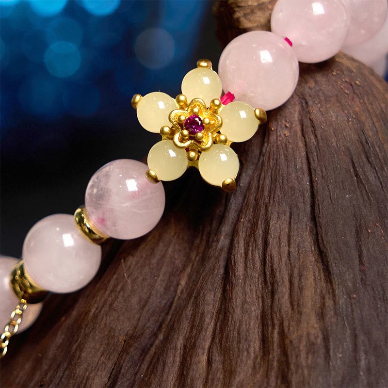 Bracelet de chaleur en cristal rose et citrine de 14 cm