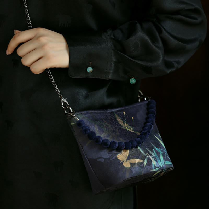 Sac bandoulière en métal spirituel de 14 cm avec motif papillon