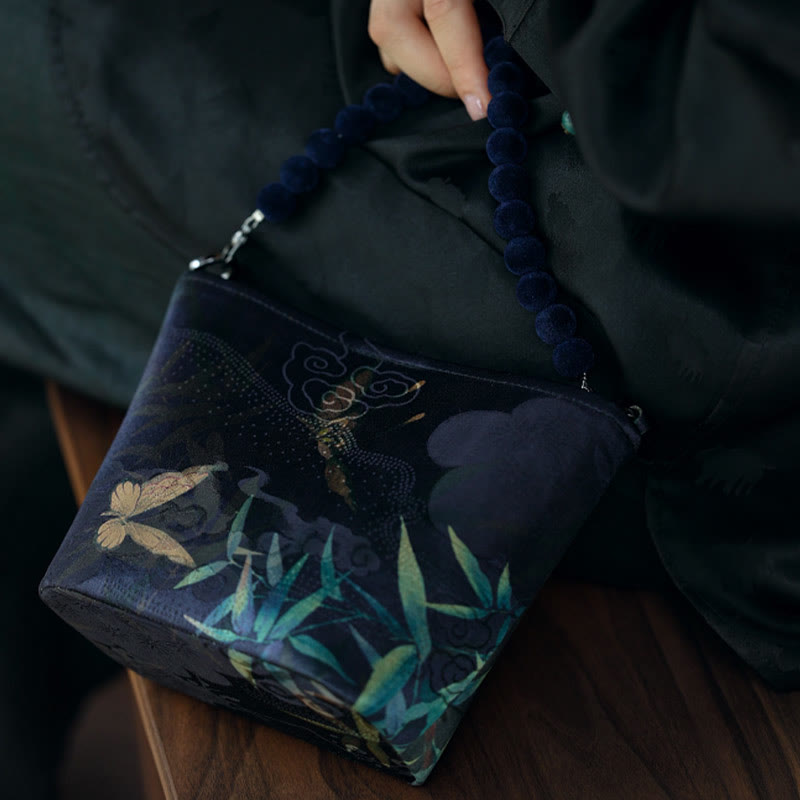 Sac bandoulière en métal spirituel de 14 cm avec motif papillon