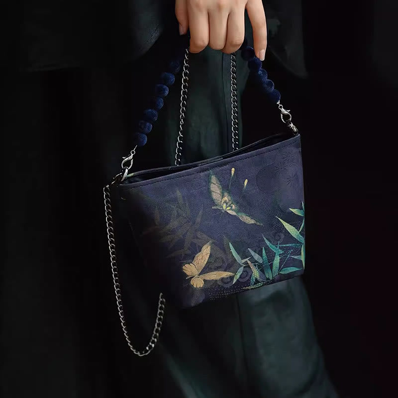 Sac bandoulière en métal spirituel de 14 cm avec motif papillon