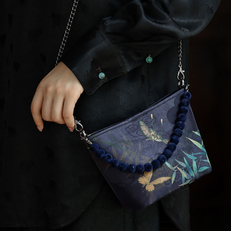 Sac bandoulière en métal spirituel de 14 cm avec motif papillon