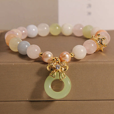 Bracelet en jade avec boucle de paix en morganite pour la confiance et le calme
