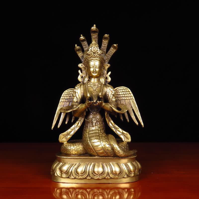 Statue de protection du Bodhisattva Nuwa en cuivre de 14 pouces